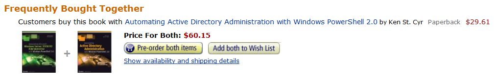 amazondeal-20110410 Amazon deal - Pre-order both "Automating with PowerShell 2.0" titles at $60.15